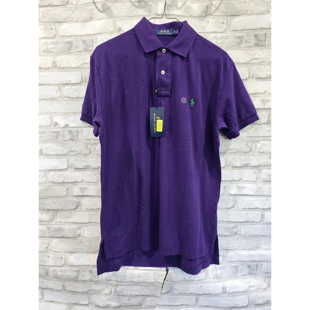 NWT Men Small Polo Ralph Lauren Polo Shirt Purple w/ Green Logo